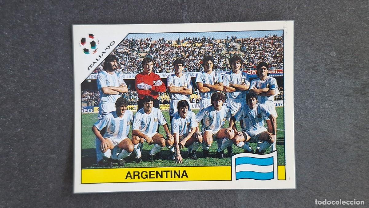 Cromos de F&uacute;tbol: L3 EQUIPO SELECCION ARGENTINA 117 MUNDIAL ITALIA 90 1990 PANINI NUNCA PEGADO SIN PEGAR