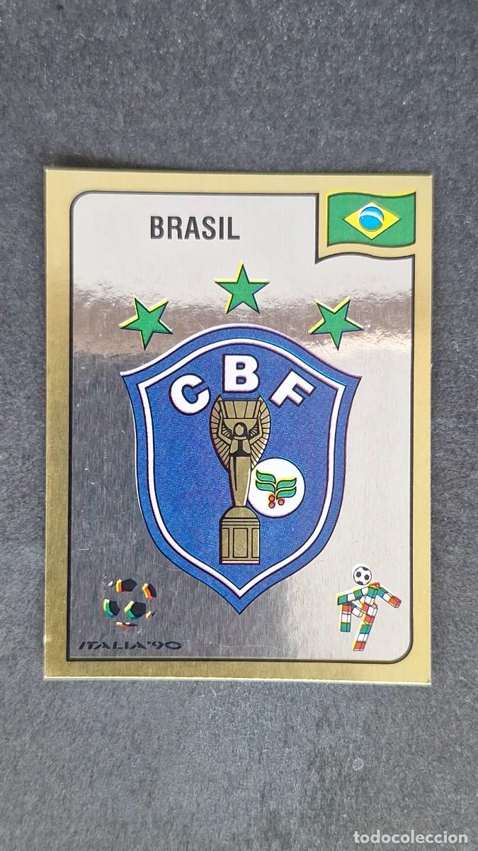 Cromos de F&uacute;tbol: L3 ESCUDO SELECCION BRASIL 191 MUNDIAL ITALIA 90 1990 PANINI NUNCA PEGADO SIN PEGAR