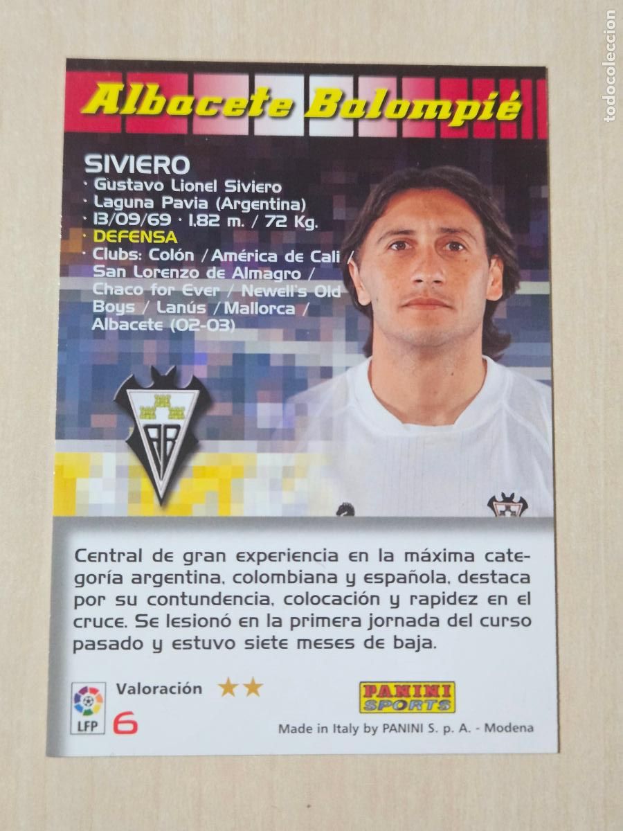 Cromos de Futebol: CROMO N&ordm; 6 SIVIERO - MEGACRACKS 2004 05 - ALBACETE