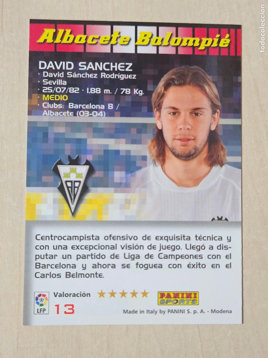 Cromos de Futebol: CROMO N&ordm; 13 DAVID SANCHEZ - MEGACRACKS 2004 05 - ALBACETE