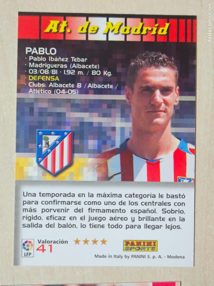 Cromos de Futebol: CROMO N&ordm; 41 PABLO - MEGACRACKS 2004 05 - ATLETICO DE MADRID