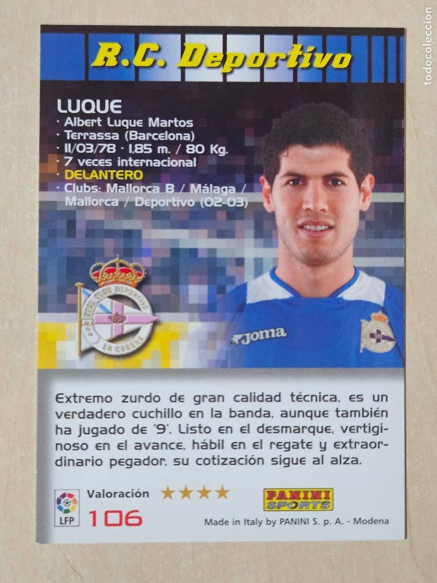 Cromos de Futebol: CROMO N&ordm; 106 LUQUE - MEGACRACKS 2004 05 - DEPORTIVO DE LA CORU&Ntilde;A