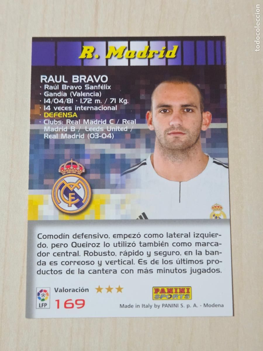 Fu&szlig;ball-Sticker: CROMO N&ordm; 169 RAUL BRAVO - MEGACRACKS 2004 05 - REAL MADRID