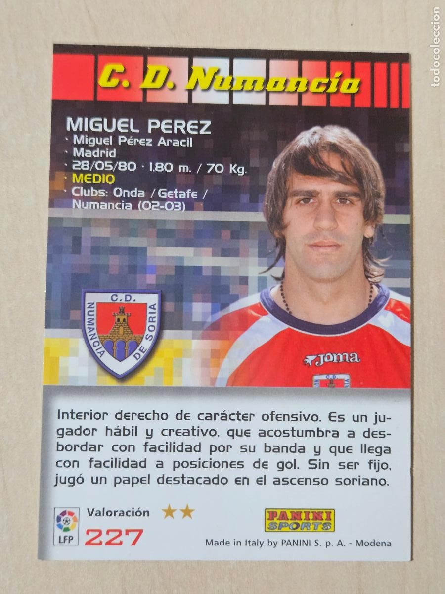 Cromos de F&uacute;tbol: CROMO N&ordm; 227 MIGUEL PEREZ - MEGACRACKS 2004 05 - NUMANCIA