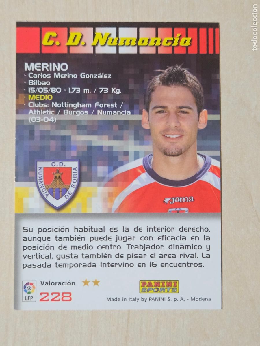 Cromos de F&uacute;tbol: CROMO N&ordm; 228 MERINO - MEGACRACKS 2004 05 - NUMANCIA
