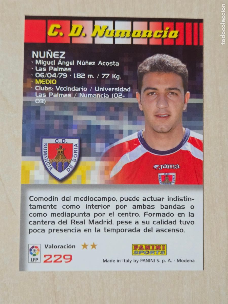 Cromos de F&uacute;tbol: CROMO N&ordm; 229 NU&Ntilde;EZ - MEGACRACKS 2004 05 - NUMANCIA