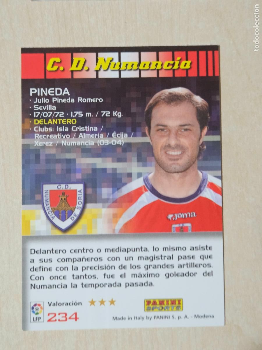 Cromos de F&uacute;tbol: CROMO N&ordm; 234 PINEDA - MEGACRACKS 2004 05 - NUMANCIA