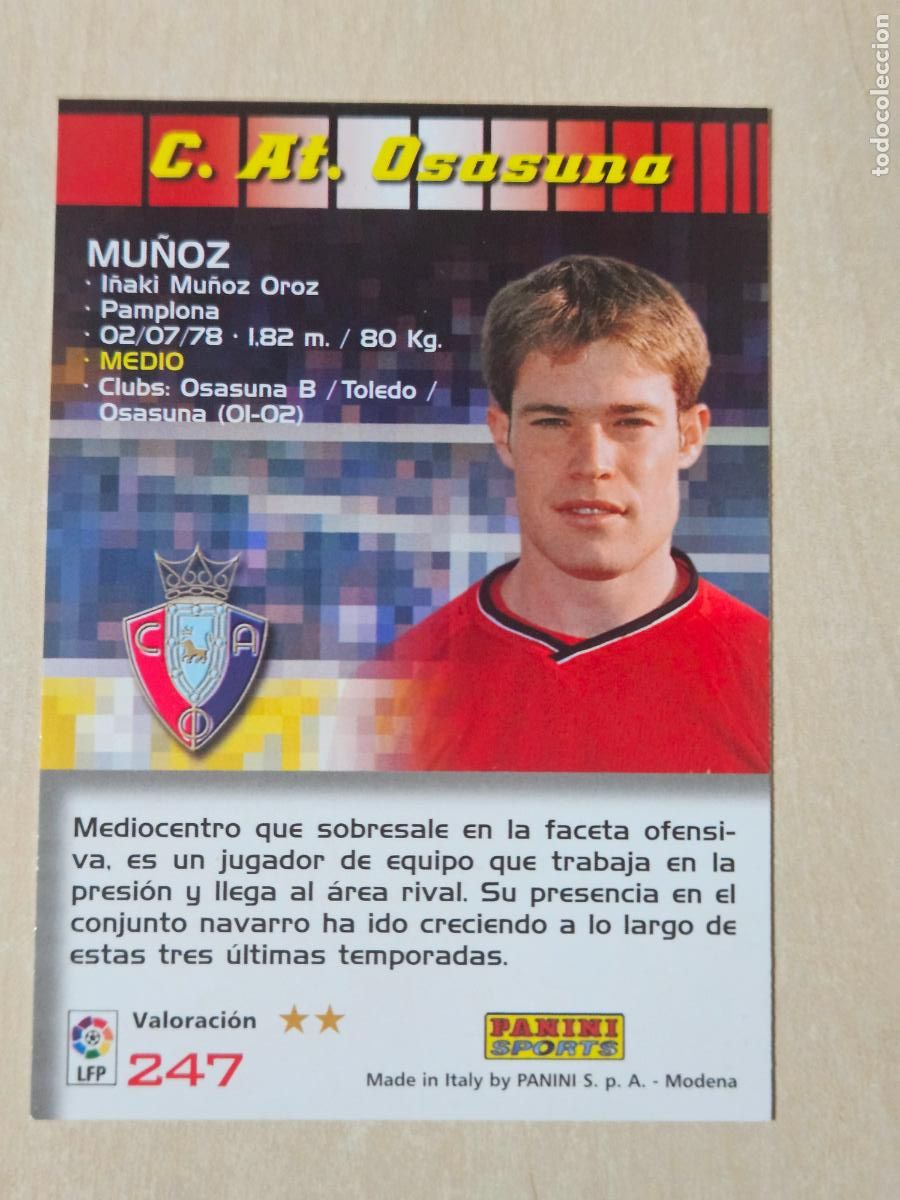 Cromos de F&uacute;tbol: CROMO N&ordm; 247 MU&Ntilde;OZ - MEGACRACKS 2004 05 - OSASUNA