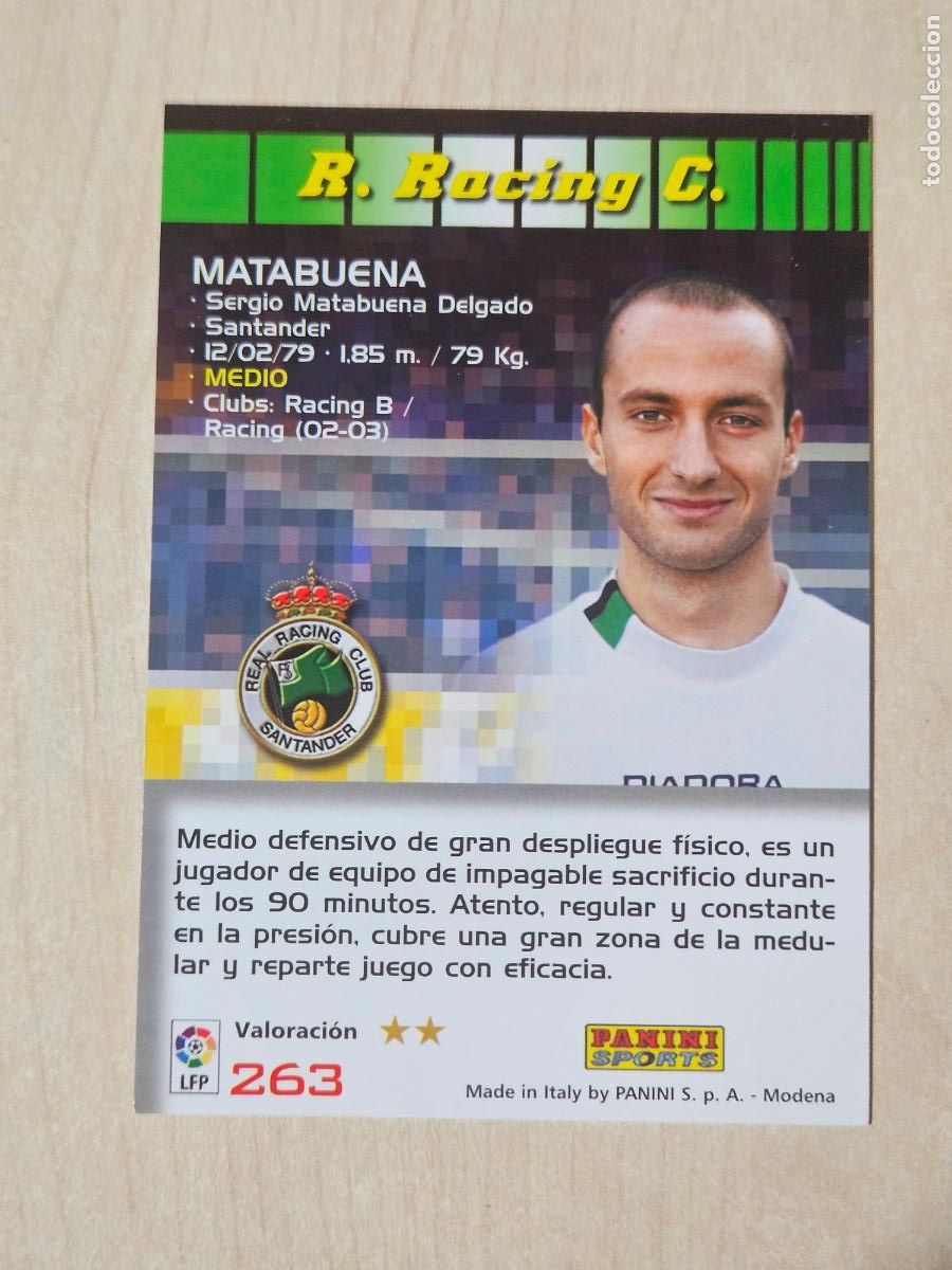 Cromos de F&uacute;tbol: CROMO N&ordm; 263 MATABUENA - MEGACRACKS 2004 05 - RACING DE SANTANDER