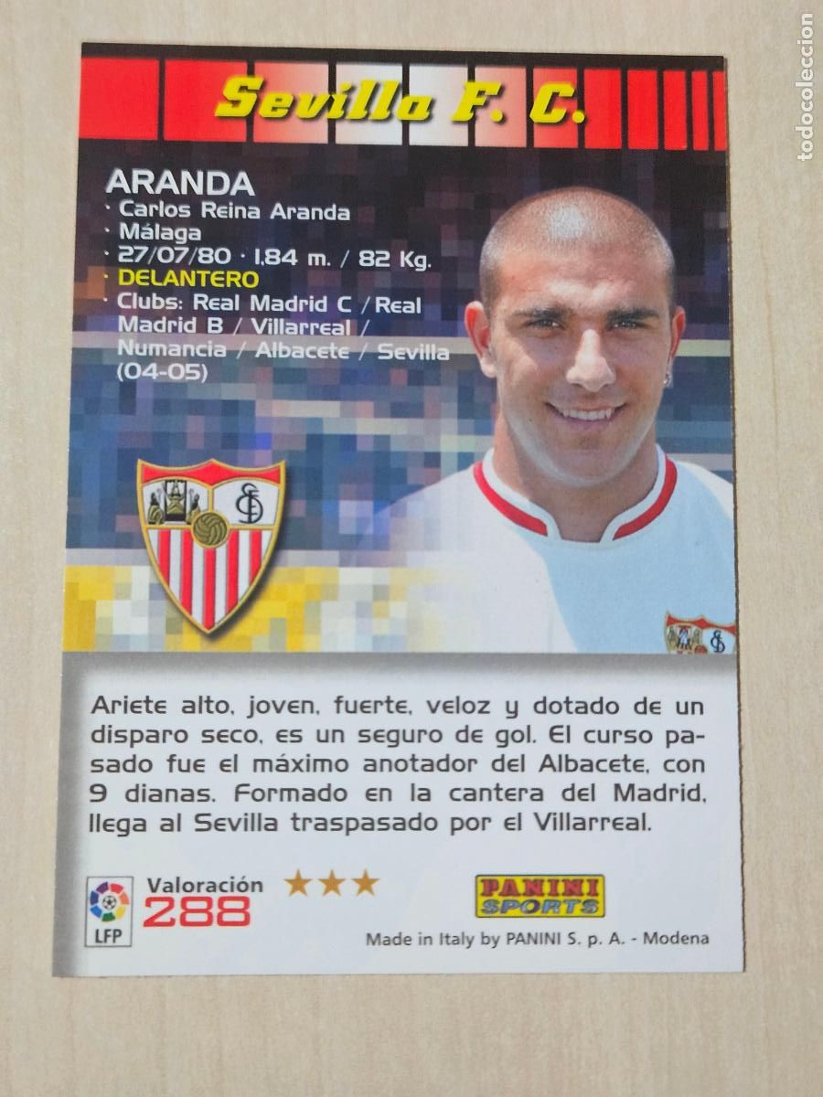 Cromos de F&uacute;tbol: CROMO N&ordm; 288 ARANDA - MEGACRACKS 2004 05 - SEVILLA