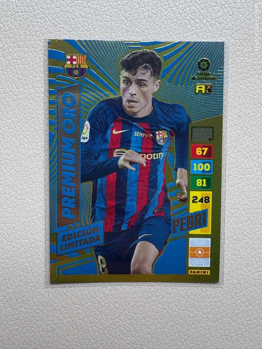 Cromos de F&uacute;tbol: 21. CROMO ADRENALYN 2022-23 22-23 EDICI&Oacute;N LIMITADA PREMIUM ORO PEDRI BARCELONA