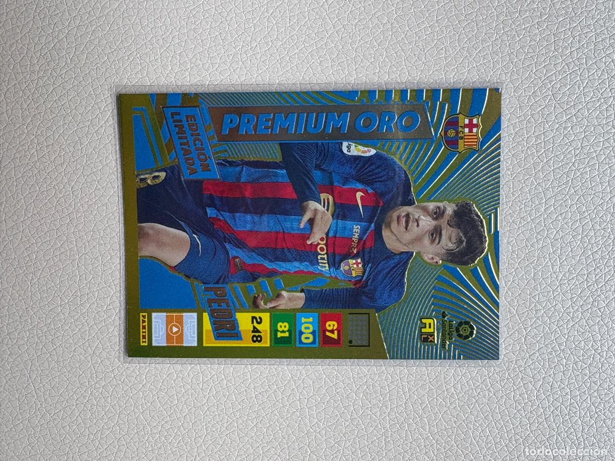 Cromos de F&uacute;tbol: 21. CROMO ADRENALYN 2022-23 22-23 EDICI&Oacute;N LIMITADA PREMIUM ORO PEDRI BARCELONA