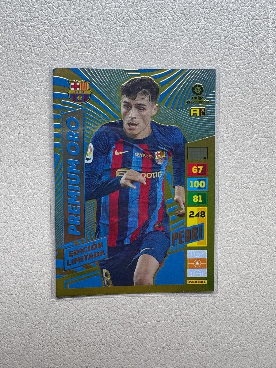 Cromos de F&uacute;tbol: 21. CROMO ADRENALYN 2022-23 22-23 EDICI&Oacute;N LIMITADA PREMIUM ORO PEDRI BARCELONA