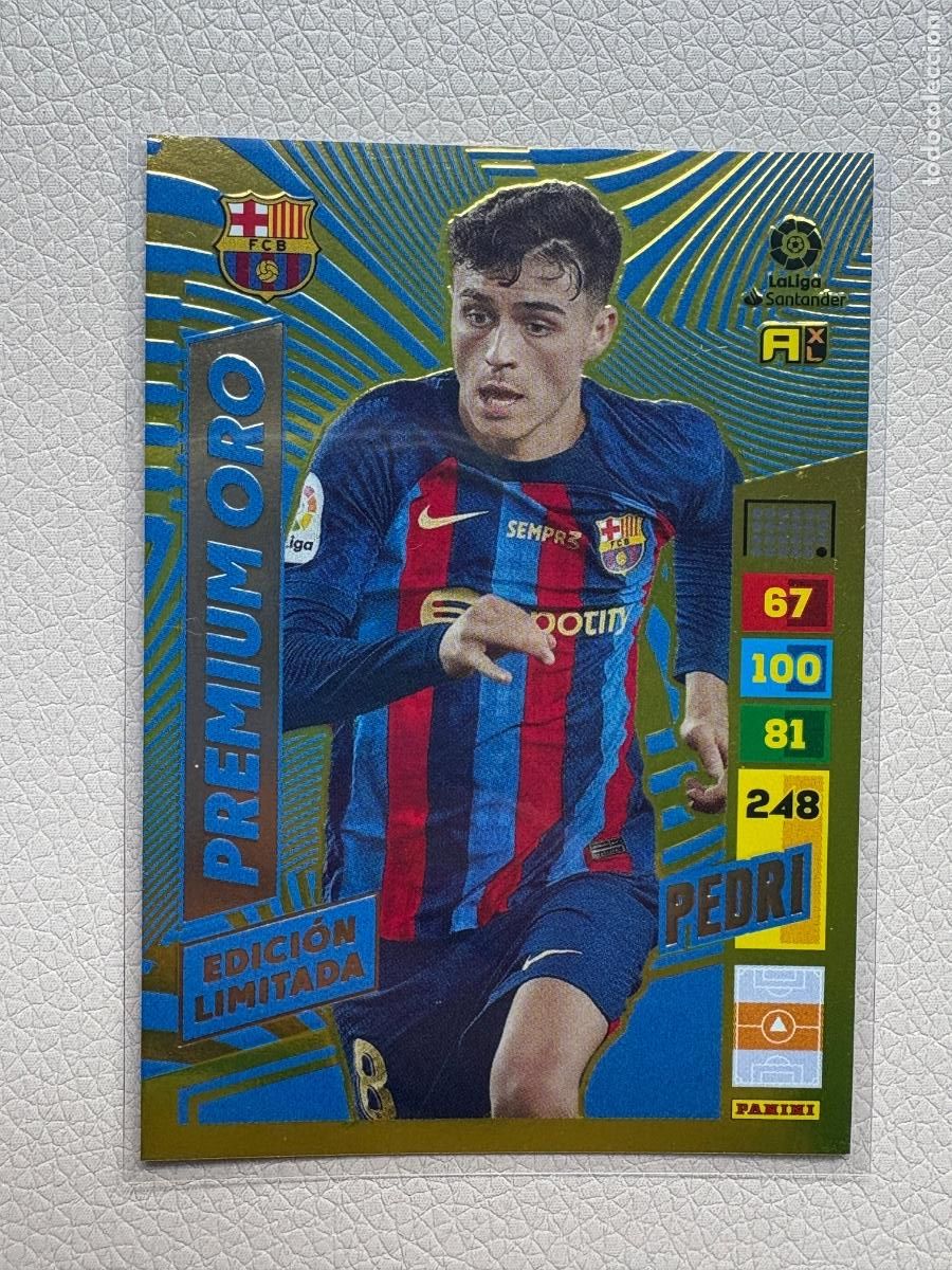 Cromos de F&uacute;tbol: 21. CROMO ADRENALYN 2022-23 22-23 EDICI&Oacute;N LIMITADA PREMIUM ORO PEDRI BARCELONA