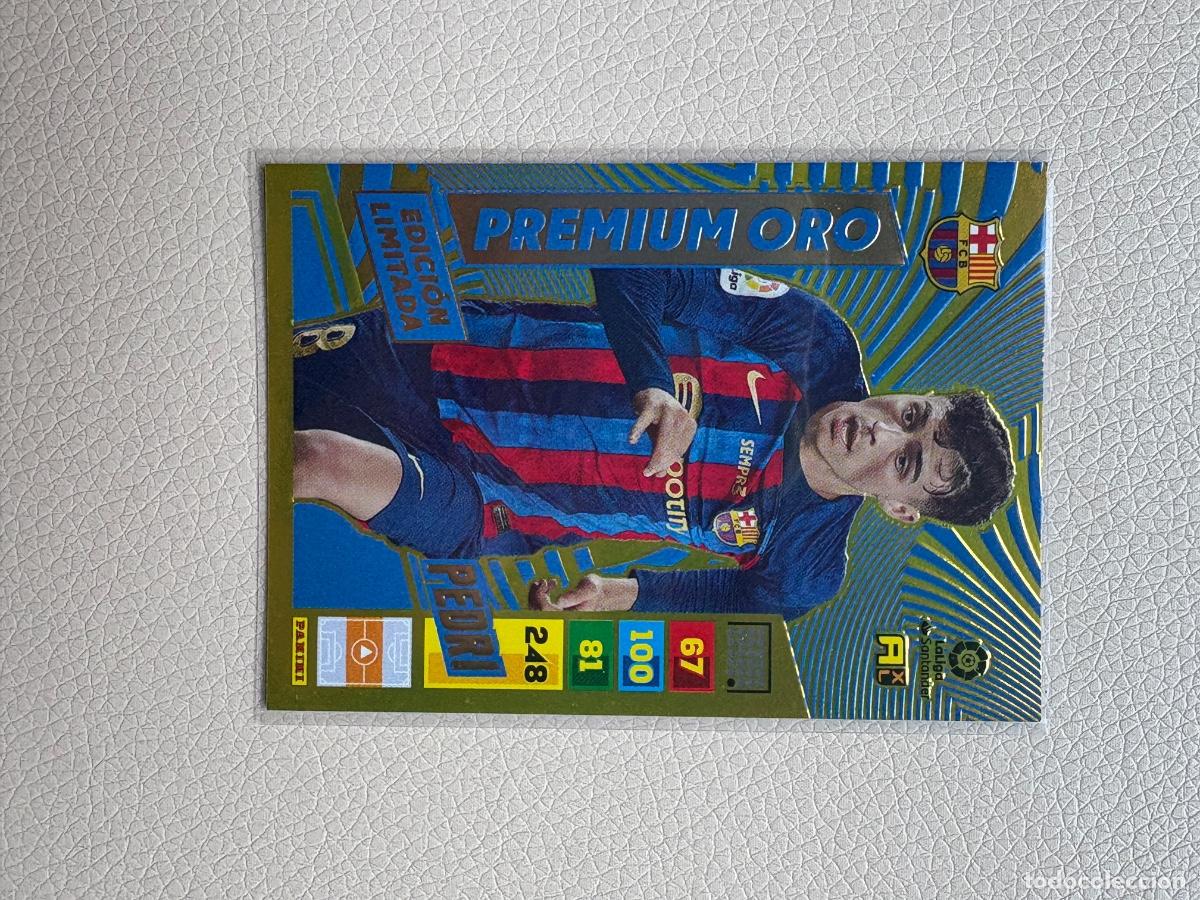 Cromos de F&uacute;tbol: 21. CROMO ADRENALYN 2022-23 22-23 EDICI&Oacute;N LIMITADA PREMIUM ORO PEDRI BARCELONA
