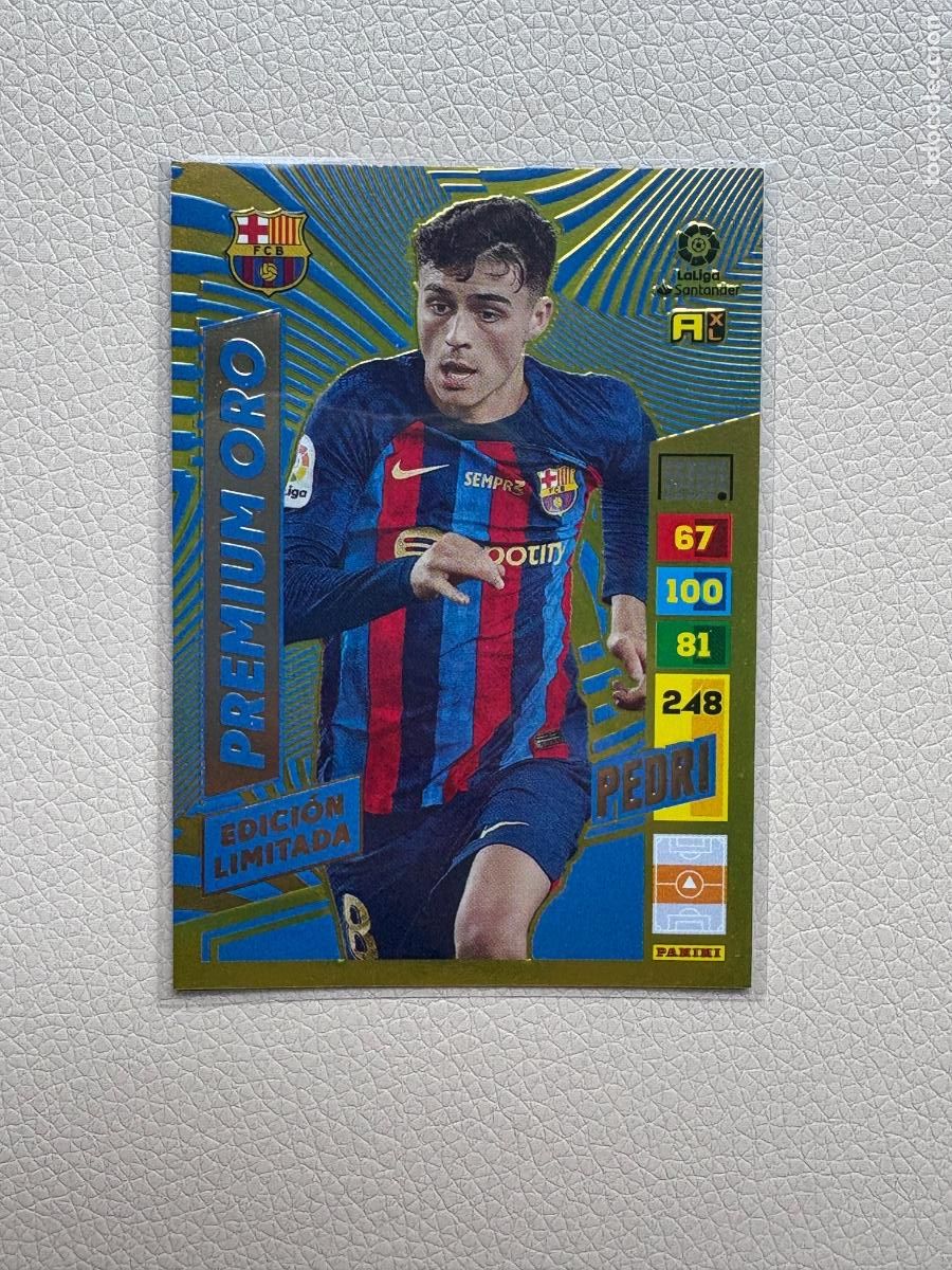 Cromos de F&uacute;tbol: 21. CROMO ADRENALYN 2022-23 22-23 EDICI&Oacute;N LIMITADA PREMIUM ORO PEDRI BARCELONA