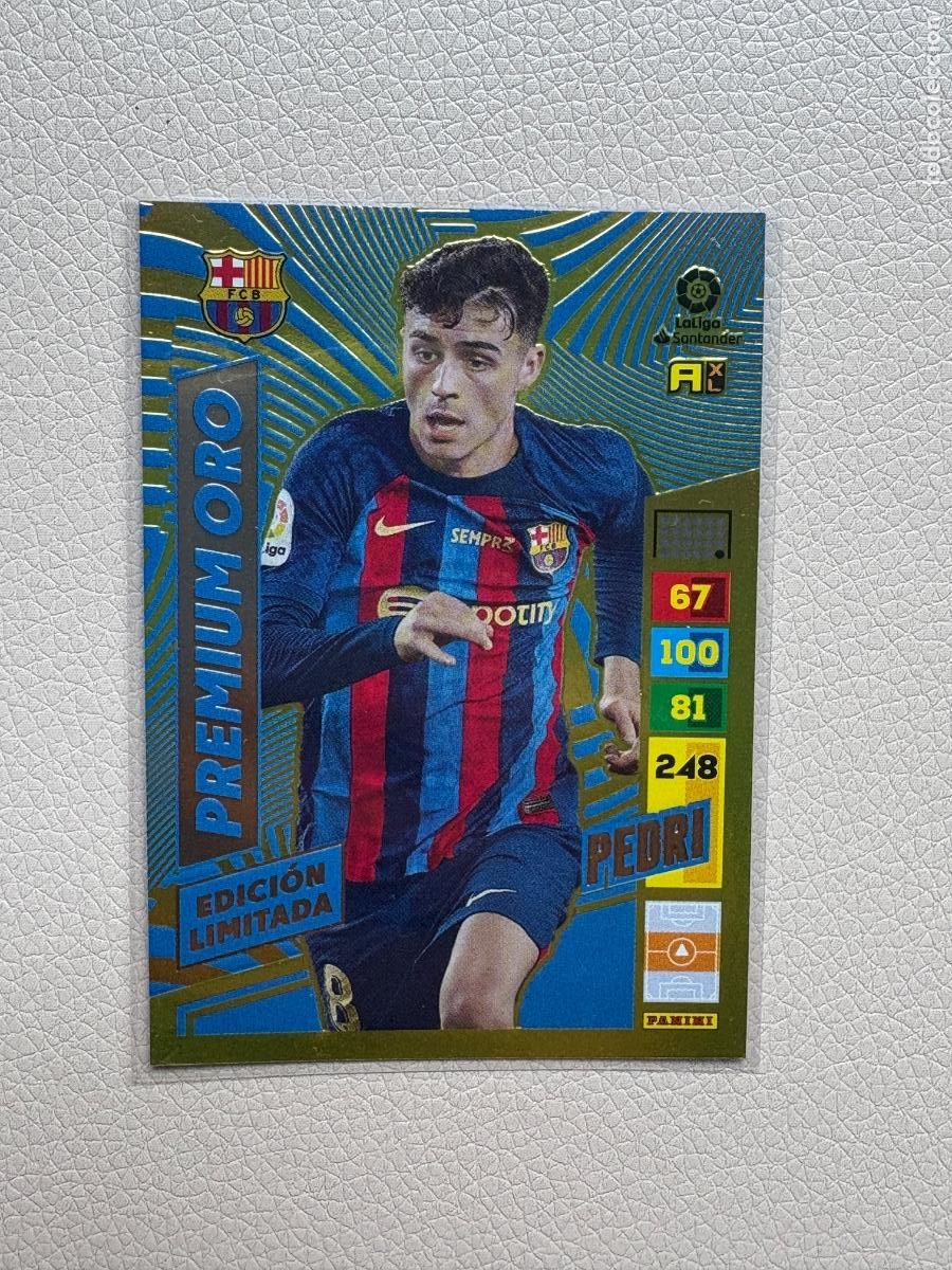Cromos de F&uacute;tbol: 21. CROMO ADRENALYN 2022-23 22-23 EDICI&Oacute;N LIMITADA PREMIUM ORO PEDRI BARCELONA