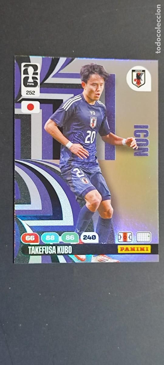 Cromos de F&uacute;tbol: ADRENALYN XL FIFA WORLD CUP 2026 CARD ICON KUBO JAPON # 252 PANINI