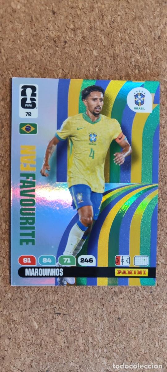 Cromos de F&uacute;tbol: ADRENALYN XL FIFA WORLD CUP 2026 CARD FAN FAVOURITE MARQUINHOS BRASIL # 70 PANINI