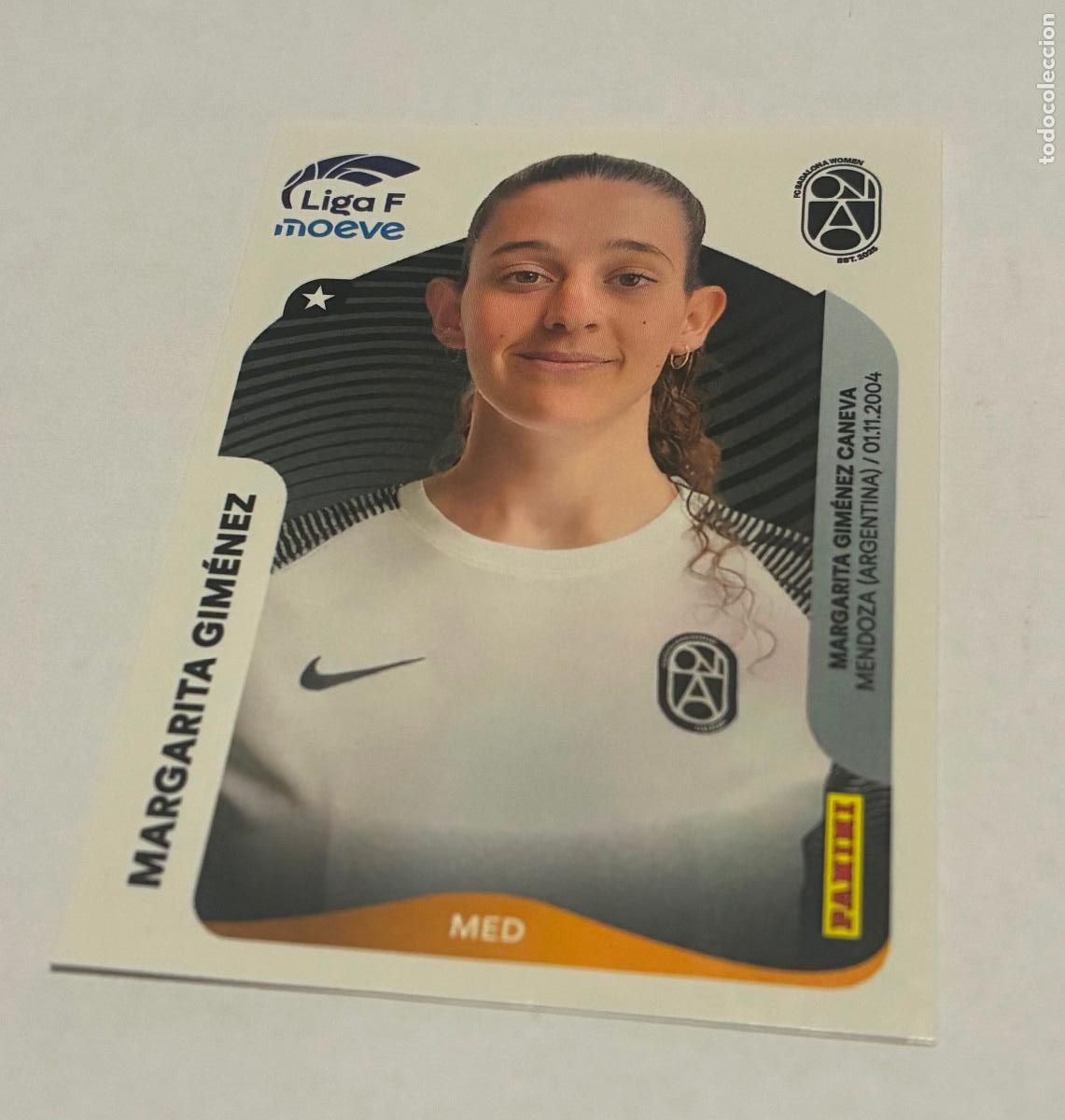 Cromos de F&uacute;tbol: CROMO FUTBOL PANINI MARGARITA GIMENEZ LIGA FEMENINA MOEVE 2025-26