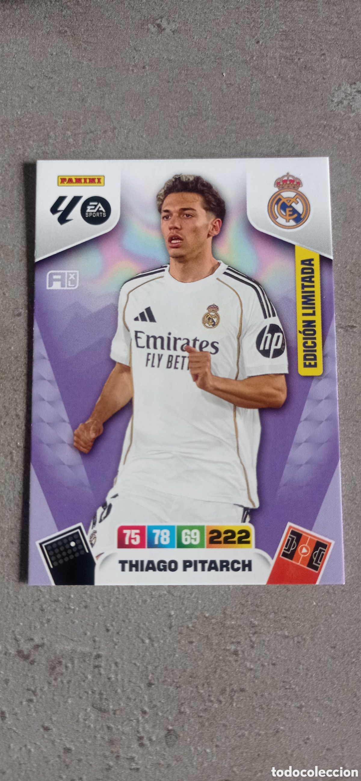 Cromos de F&uacute;tbol: EDICI&Oacute;N LIMITADA THIAGO PITARCH REAL MADRID ADRENALYN 2025 2026