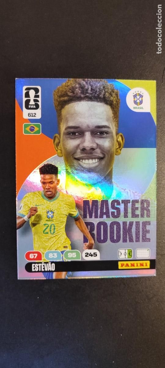 Cromos de F&uacute;tbol: ADRENALYN XL FIFA WORLD CUP 2026 CARD MASTER ROOKIE ESTEVAO BRASIL # 612 PANINI