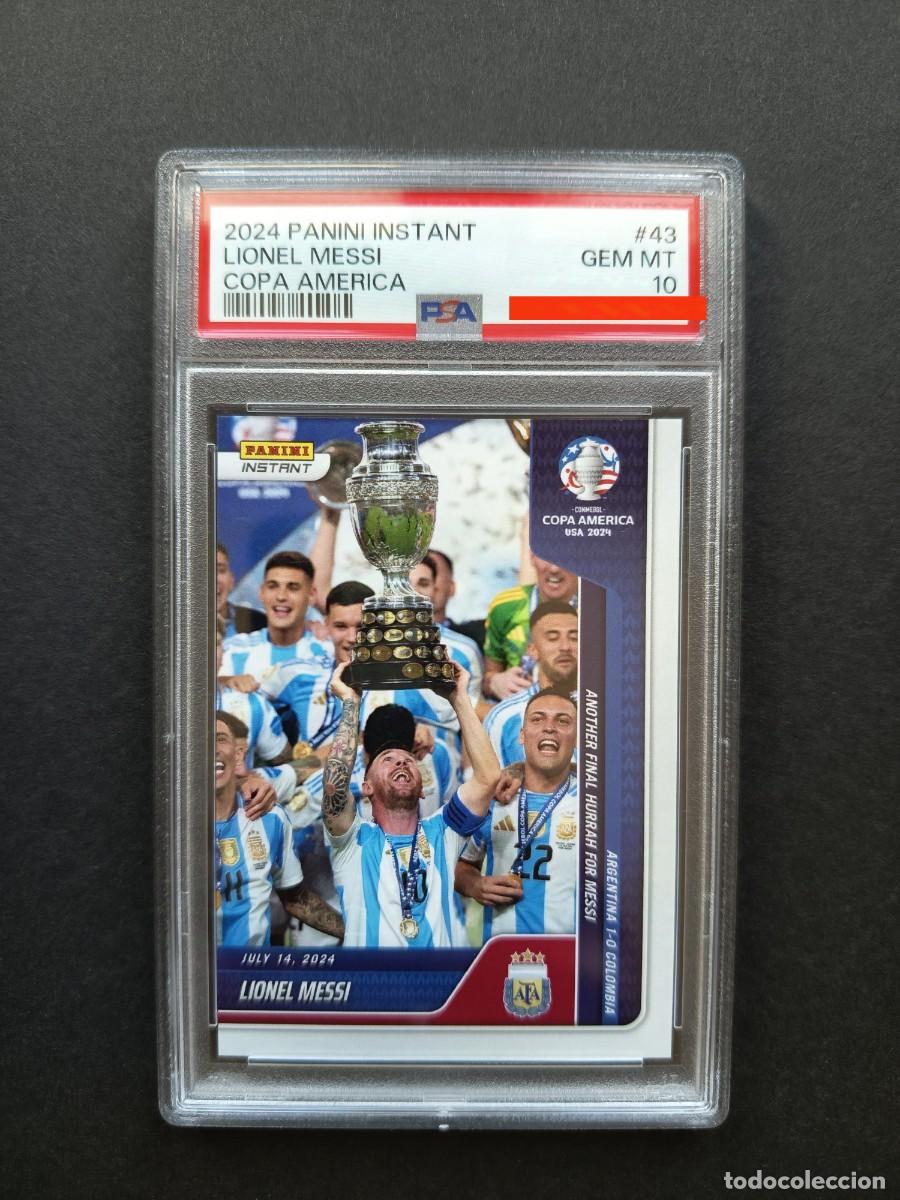 Cromos de F&uacute;tbol: Messi PSA 10 GEM MT Perfecto - CAMPEON Copa America 2024 Panini Instant 43