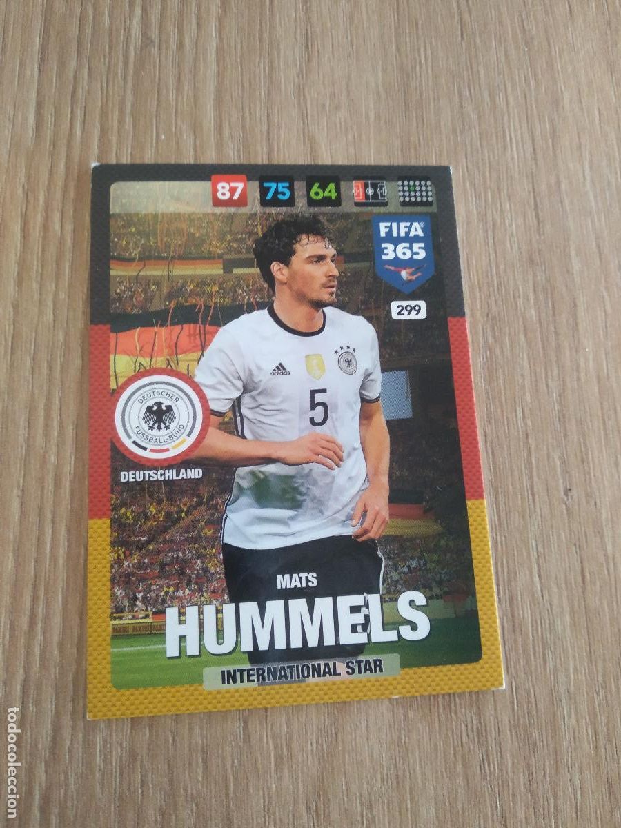 Cromos de F&uacute;tbol: 299 MATS HUMMELS ALEMANIA CROMO FUTBOL PANINI ADRENALYN 16-17 FIFA 365 2016-2017