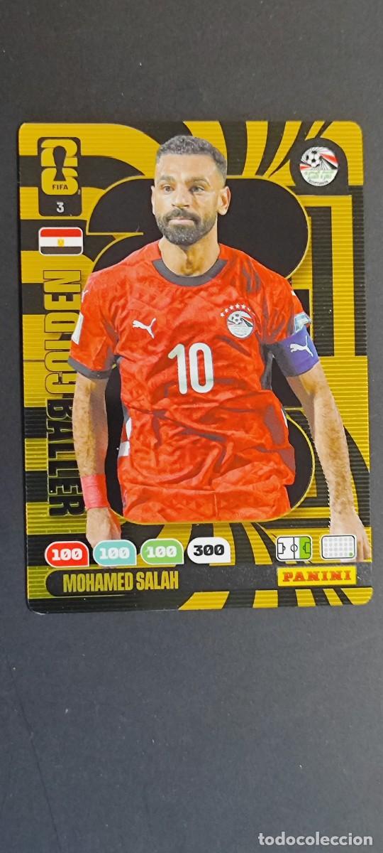 Cromos de F&uacute;tbol: ADRENALYN XL FIFA WORLD CUP 2026 CARD GOLDEN BALLER SALAH EGIPTO # 3 PANINI