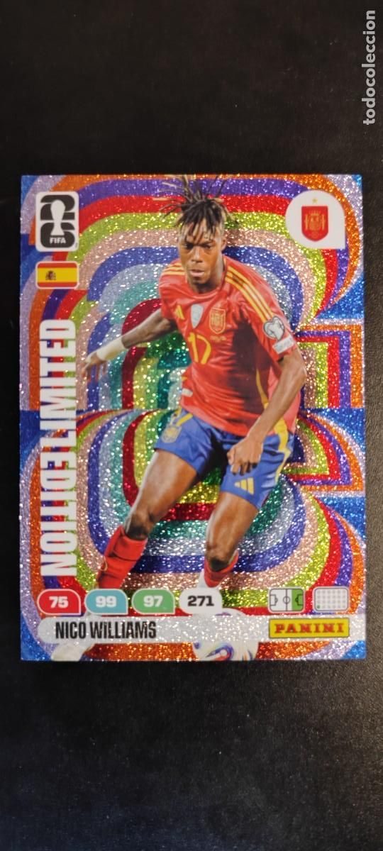 Cromos de F&uacute;tbol: ADRENALYN XL FIFA WORLD CUP 2026 CARD LIMITED EDITION NICO WILLIAMS ESPA&Ntilde;A # PANINI