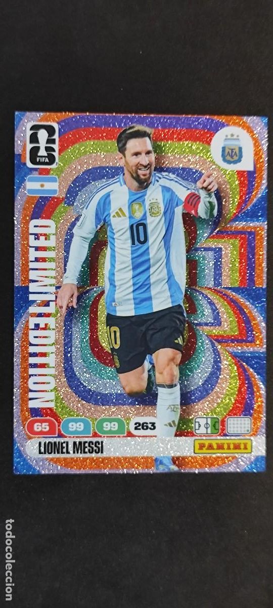 Cromos de F&uacute;tbol: ADRENALYN XL FIFA WORLD CUP 2026 CARD LIMITED EDITION LEO MESSI ARGENTINA # PANINI