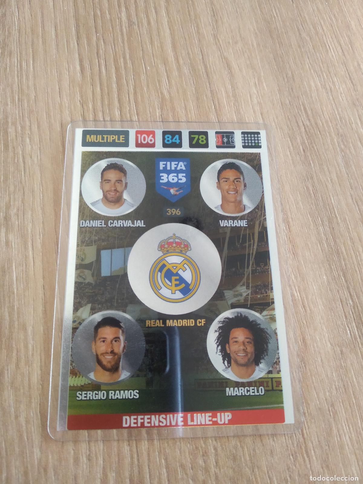 Cromos de F&uacute;tbol: 396 CARVAJAL VARANE RAMOS MARCELO REAL MADRID CROMO FUTBOL PANINI ADRENALYN 16-17 FIFA 365 2016-2017