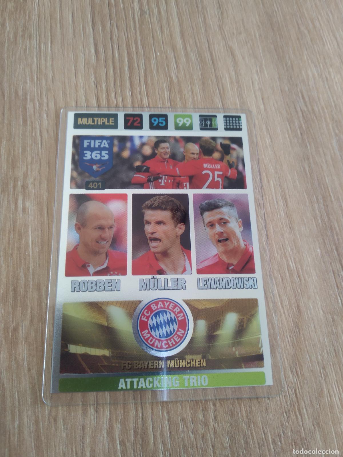Cromos de F&uacute;tbol: 401 ROBBEN MULLER LEWANDOWSKI BAYERN MUNICH CROMO FUTBOL PANINI ADRENALYN 16-17 FIFA 365 2016-2017