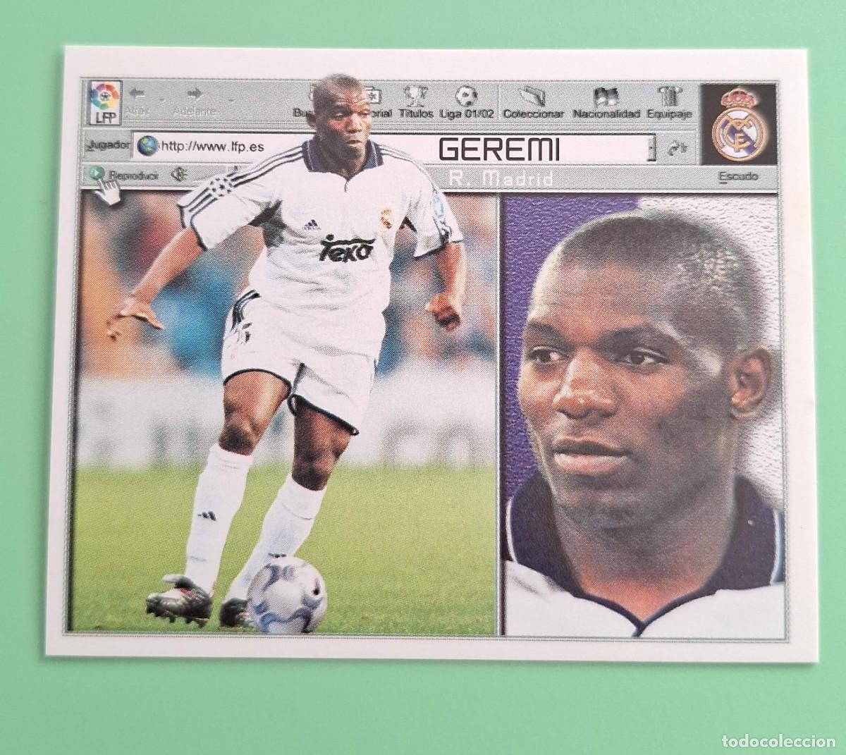 Cromos de F&uacute;tbol: CROMO DE FUTBOL LIGA ESTE GEREMI COLOCA REAL MADRID NUNCA PEGADO SIN PEGAR 01 02 2001 2002