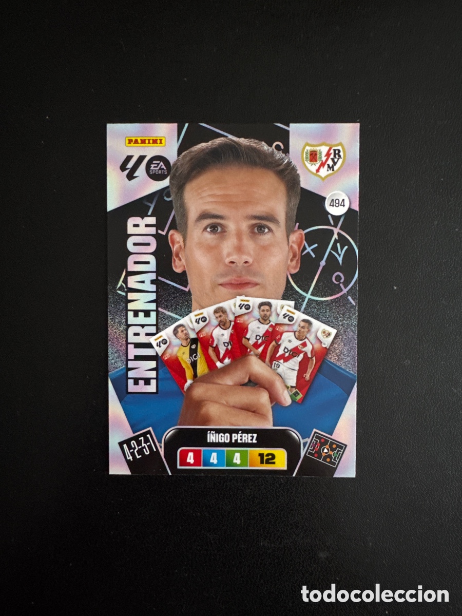 Cromos de F&uacute;tbol: I&Ntilde;IGO P&Eacute;REZ ENTRENADOR RAYO VALLECANO NUMERO 494 ADRENALYN 2025 2026