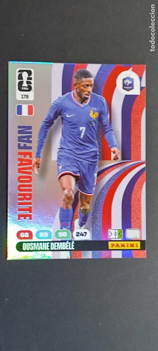 Cromos de F&uacute;tbol: ADRENALYN XL FIFA WORLD CUP 2026 CARD FAN FAVOURITE DEMBELE FRANCIA # 178 PANINI