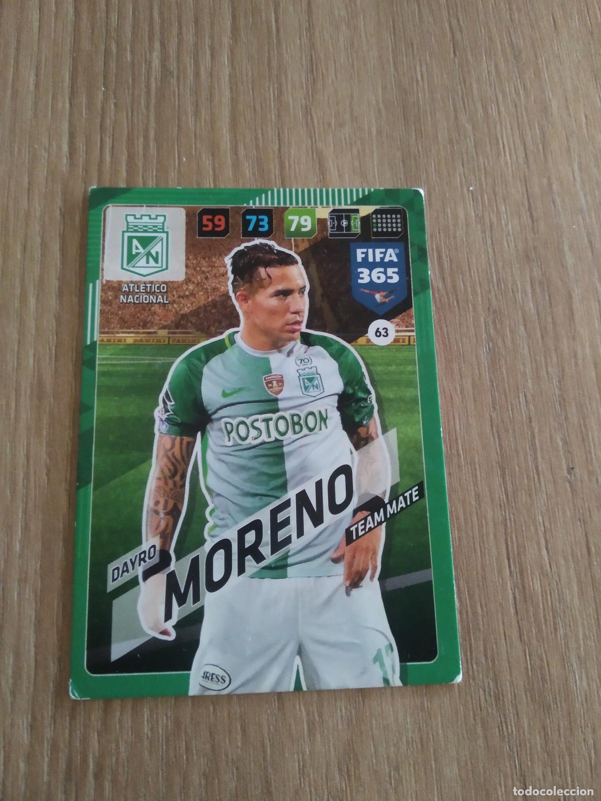 Cromos de F&uacute;tbol: 63 DAYRO MORENO ATLETICO NACIONAL CROMO FUTBOL PANINI ADRENALYN 17-18 FIFA 365 2017-2018