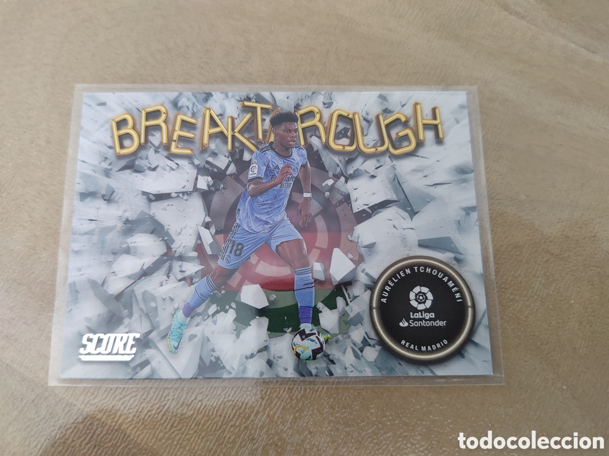 Cromos de F&uacute;tbol: #18 AURELIEN TCHOUAMENI REAL MADRID BREAKTHROUGH PANINI SCORE LALIGA LA LIGA 22 23 2022 2023