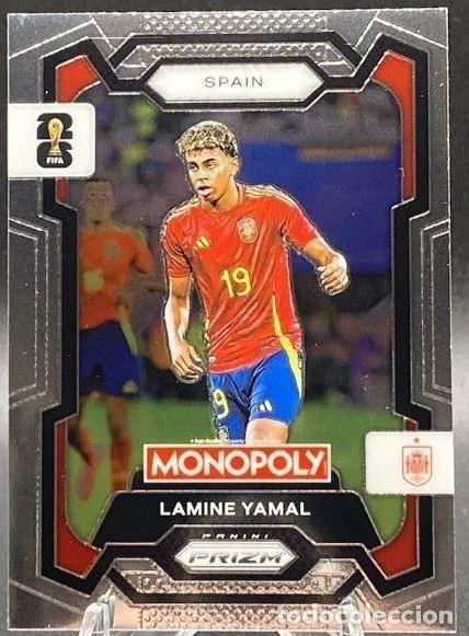 Cromos de F&uacute;tbol: Carta Lamine Yamal #41 Espa&ntilde;a Panini Prizm Monopoly World Cup 2026