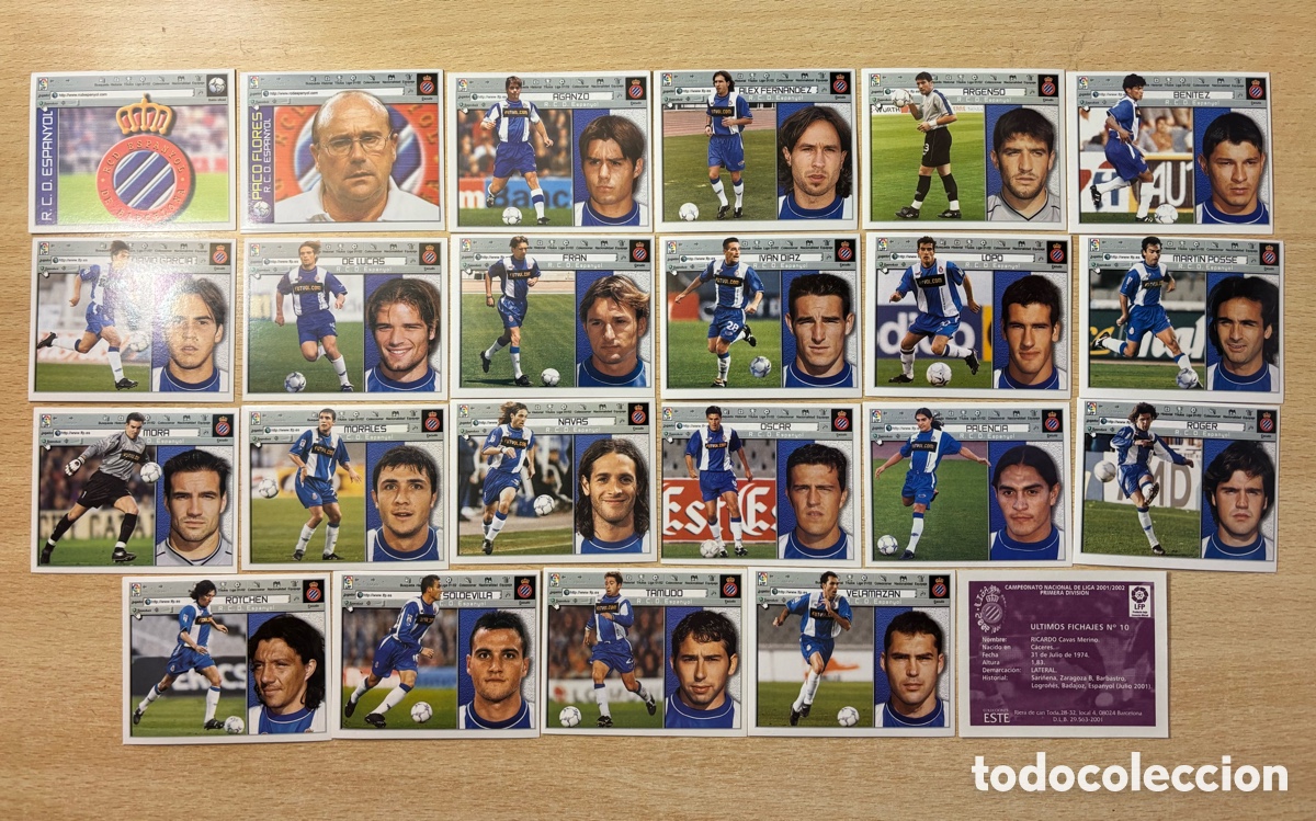 Cromos de F&uacute;tbol: 23 cromos RCD Espa&ntilde;ol Ediciones Este 2001-02 con fichaje. Nuevos de sobre.