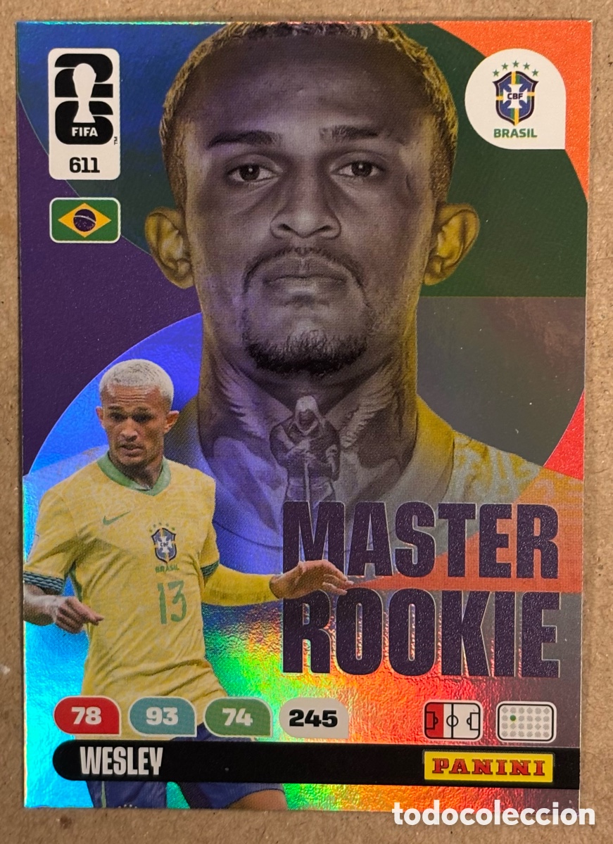 Cromos de F&uacute;tbol: WESLEY (BRASIL). CARTA MASTER ROOKIE PANINI ADRENALYN XL FIFA WORLD CUP 2026. #611.