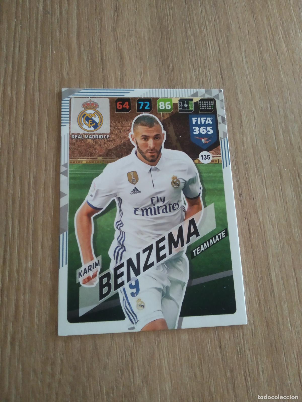 Cromos de F&uacute;tbol: 135 BENZEMA REAL MADRID CROMO FUTBOL PANINI ADRENALYN 17-18 FIFA 365 2017-2018