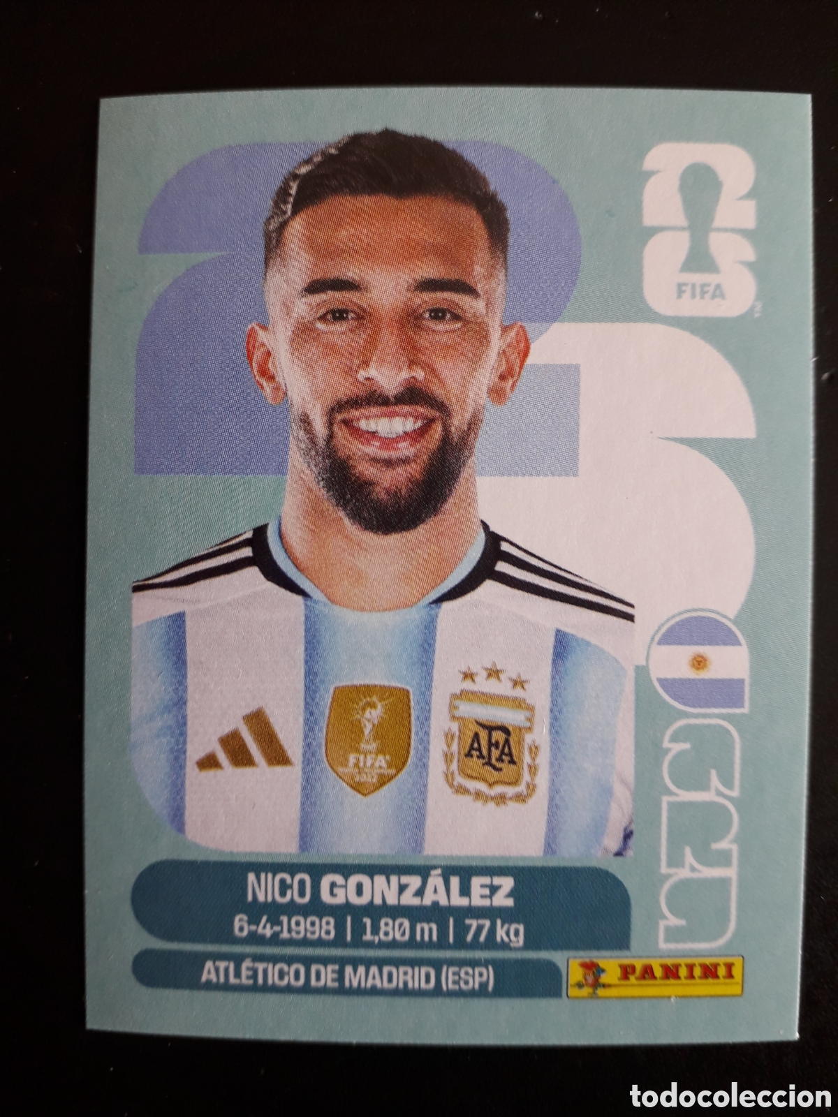 Cromos de F&uacute;tbol: NICO GONZ&Aacute;LEZ ARGENTINA ARG 16 MUNDIAL F&Uacute;TBOL 2026 FIFA WORLD CUP PANINI SIN PEGAR PEDIDO M&Iacute;NIMO 3&euro;.