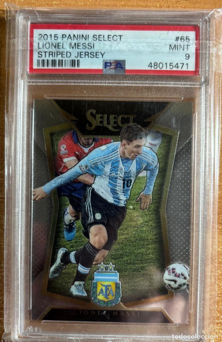 Fu&szlig;ball-Sticker: PSA 9 PANINI SELECT 2015 LIONEL MESSI (ARGENTINA) STRIPED JERSEY
