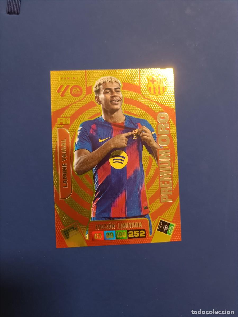 Cromos de F&uacute;tbol: Lamine Yamal premium oro Adrenalyn XL 25 26 fc Barcelona sobre momentum 2025 2026