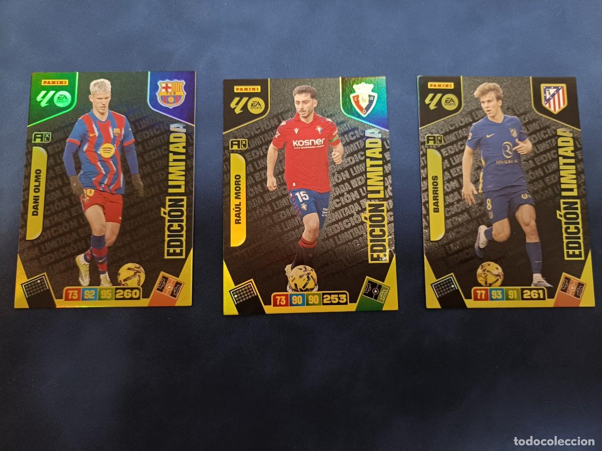 Cromos de F&uacute;tbol: Lote edici&oacute;n limitada Dani olmo Ra&uacute;l moro Pablo barrios Adrenalyn XL 25 26 Barcelona Osasuna atl Mad