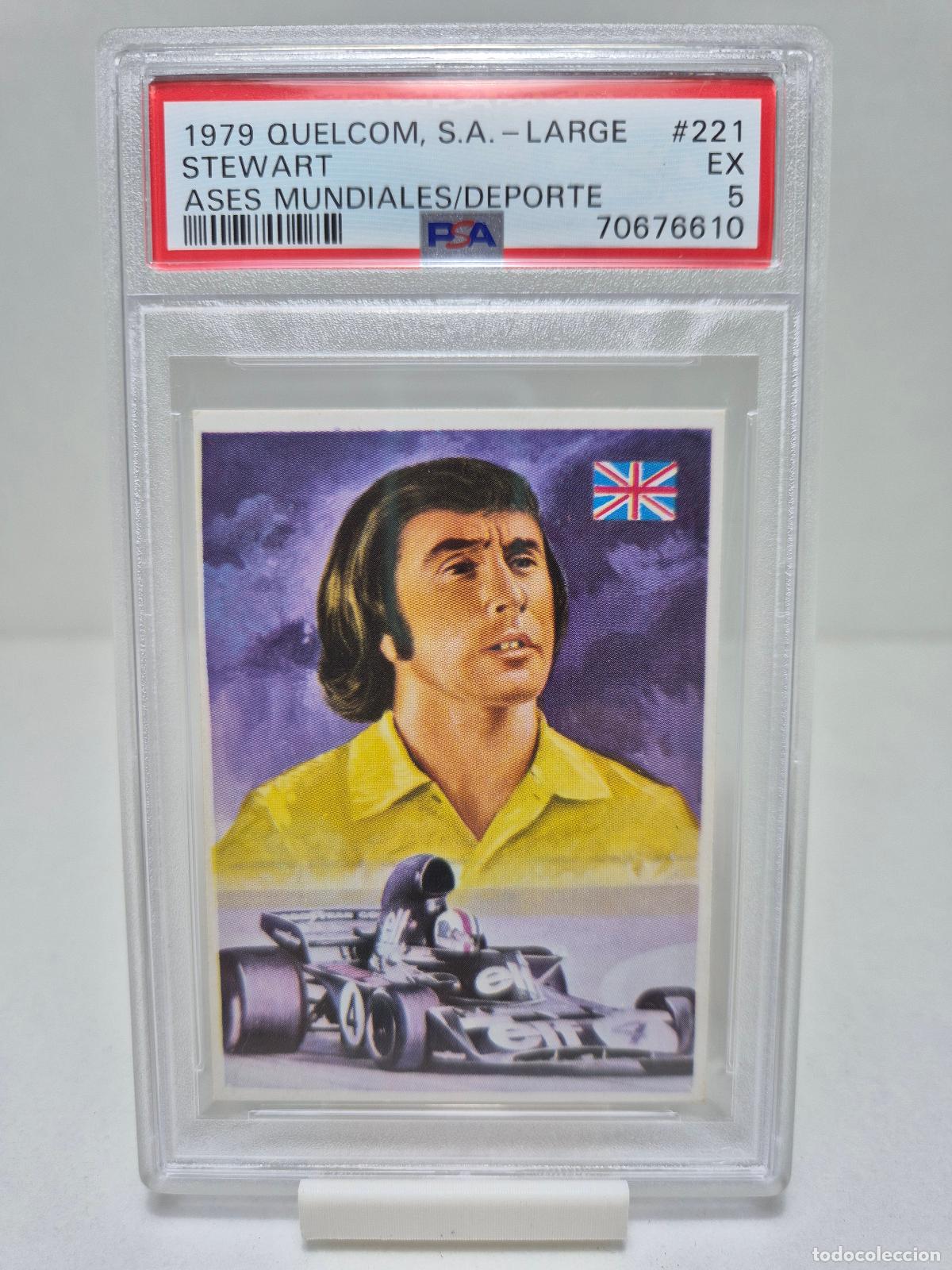 Football Stickers: 1979 - 221 JACKIE STEWART - ASES MUNDIALES DEL DEPORTE - QUELCOM - CERTIFICADO PSA 5