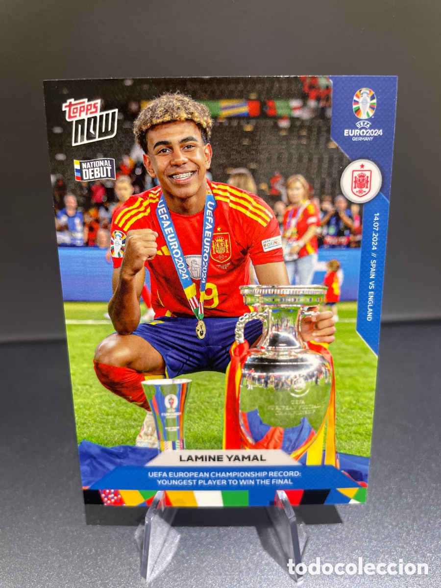 Football Stickers: Lamine Yamal 66 National Debut Campeon Mas Joven Euro 2024 Topps Now Espa&ntilde;a 066