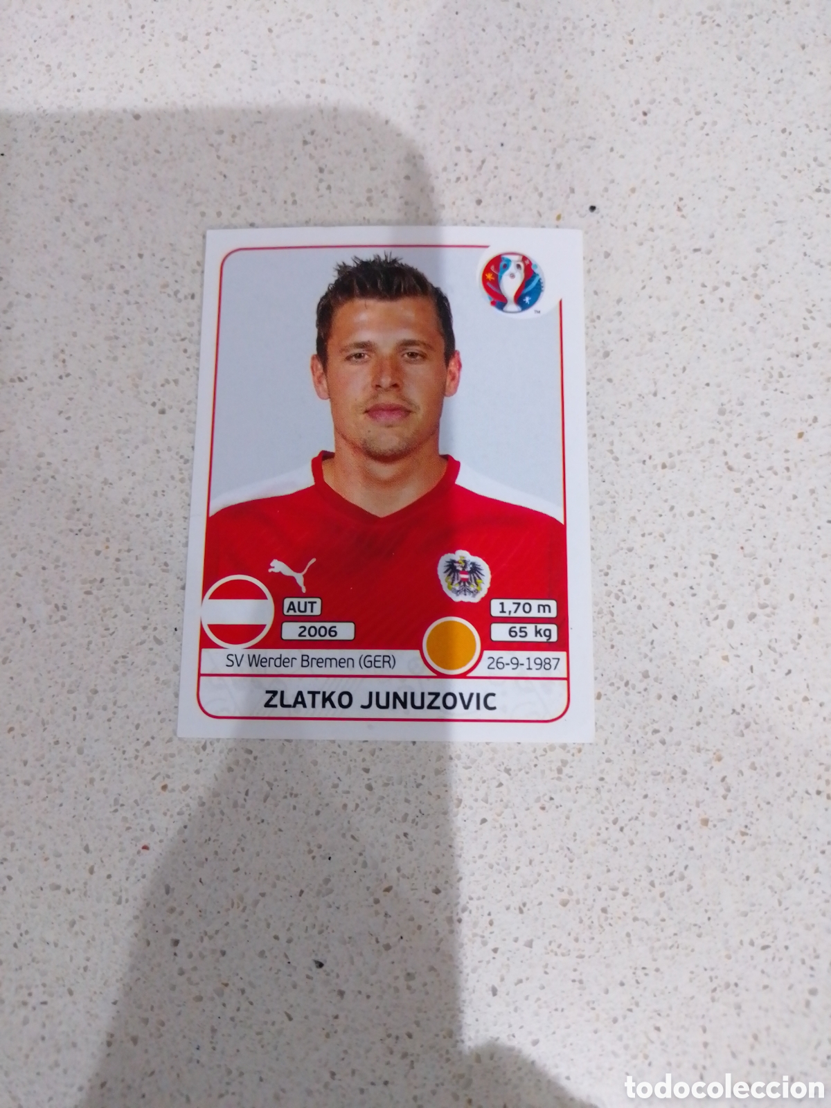 Cromos de F&uacute;tbol: CROMO N&Uacute;MERO 642 ZLATKO JUNUZOVIC AUSTRIA. EUROCOPA 2016 FRANCIA. PANINI.