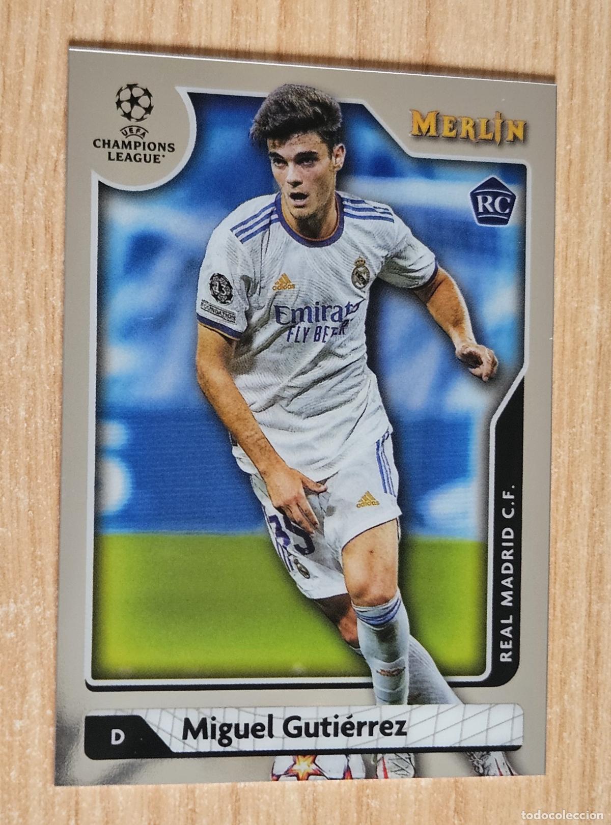 Cromos de F&uacute;tbol: Miguel Guti&eacute;rrez (Real Madrid). Cromo Topps Merlin UEFA Champions League 2021-2022 (21-22). Rookie